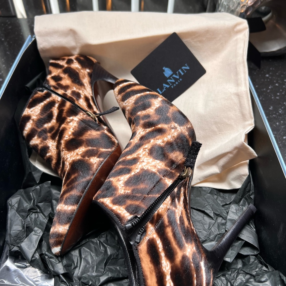 Lanvin Brown Leopard Heeled Boots
